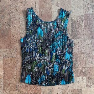 Vintage 90s Blue & Brown Crinkle Tank